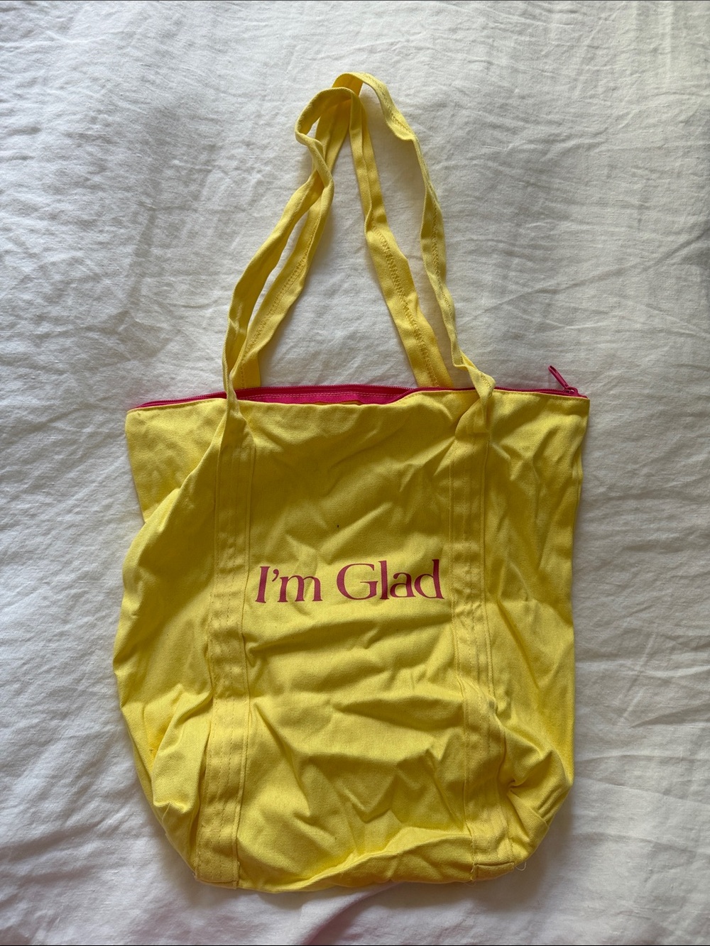 Yellow / Pink “I’m Glad My Mom Died” Tote Bag